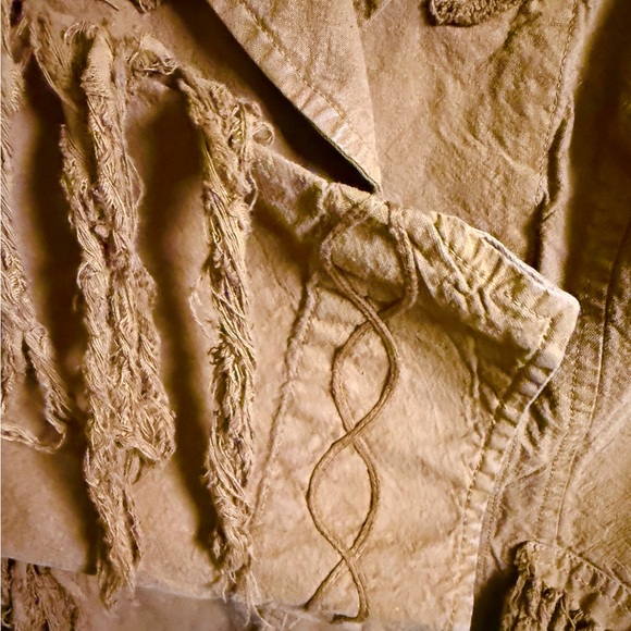 Gretty Zueger Brown Fringe Studded Cross Small Boho Western Jacket Cotton - Picture 4 of 5